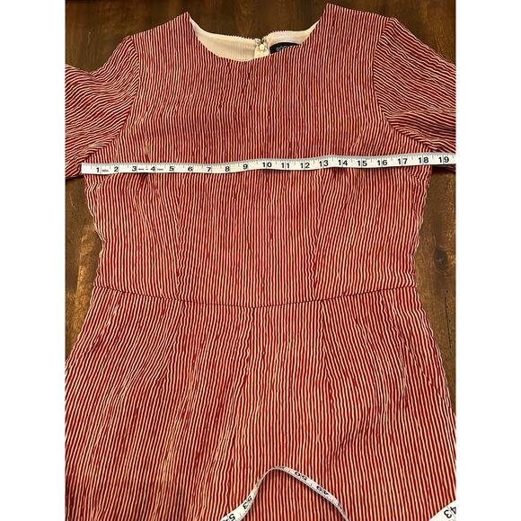 Roolee Women’s Rust Red White Striped Short Sleeve Jumpsuit Medium - Picture 11 of 14